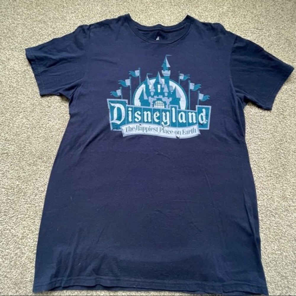 Disneyland Shirt Dark Blue Castle Walt Mickey Statue Hub Disney  Medium